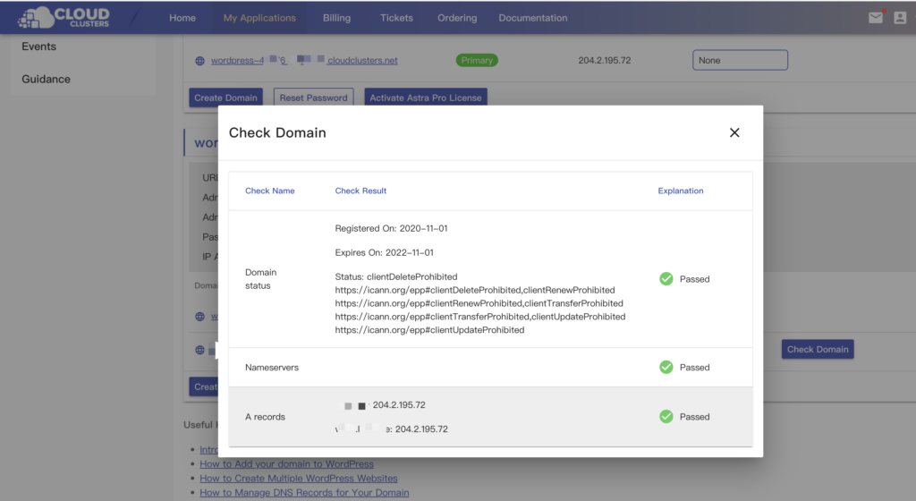 wpclusterts domain checking